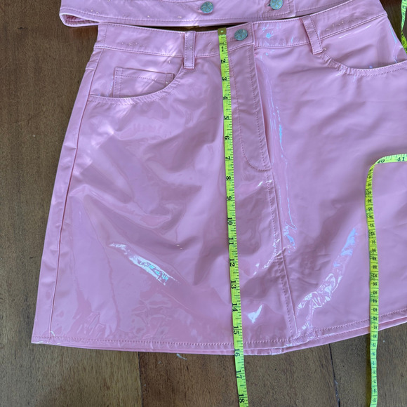 Trina Turk NWT Andre Pink Faux Patent Leather Skirt Mean Girls Clueless Sz 8 - Picture 10 of 14